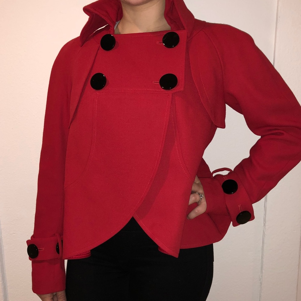 Charles Chang-Lima cherry red coat size 6